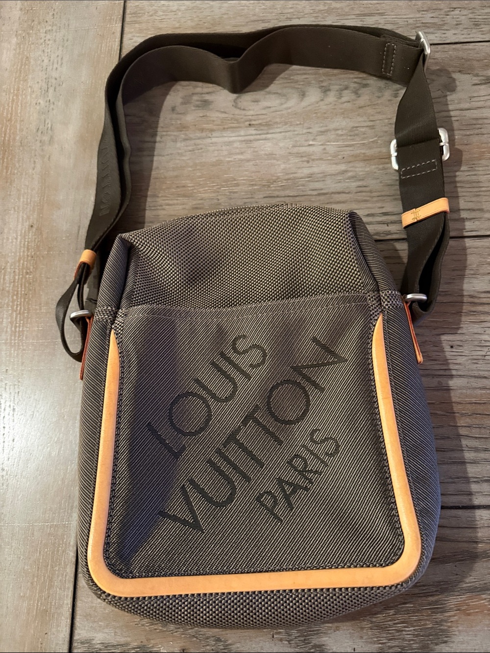 Louis Vuitton Brown Messenger Bag with Orange Trim